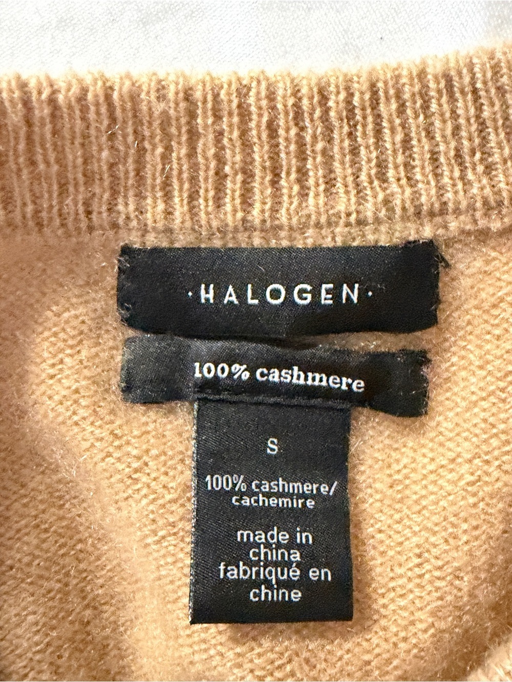Halogen Crewneck 100% soft Casual Cashmere Sweater in Tan / Caramel size S - Picture 3 of 5